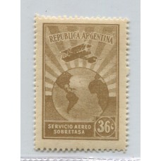 ARGENTINA 1928 GJ 645a ESTAMPILLA CON VARIEDAD AVION INCENDIADO NUEVA MINT U$ 45